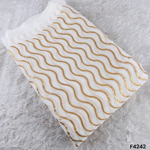 Dyeable Zari Embroidered Georgette Fabric- F4242